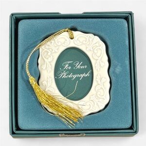 Vintage Lenox Christmas Ornament Porcelain Photo Holder Georgian Collection NIB